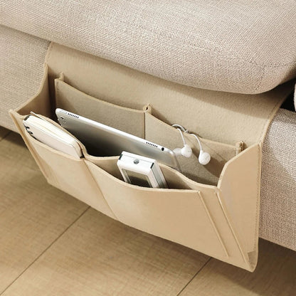 Chic Felt Bedside Storage Organizer - Convenient Hanging Pockets for Phones, Books, Magazines & Tissues